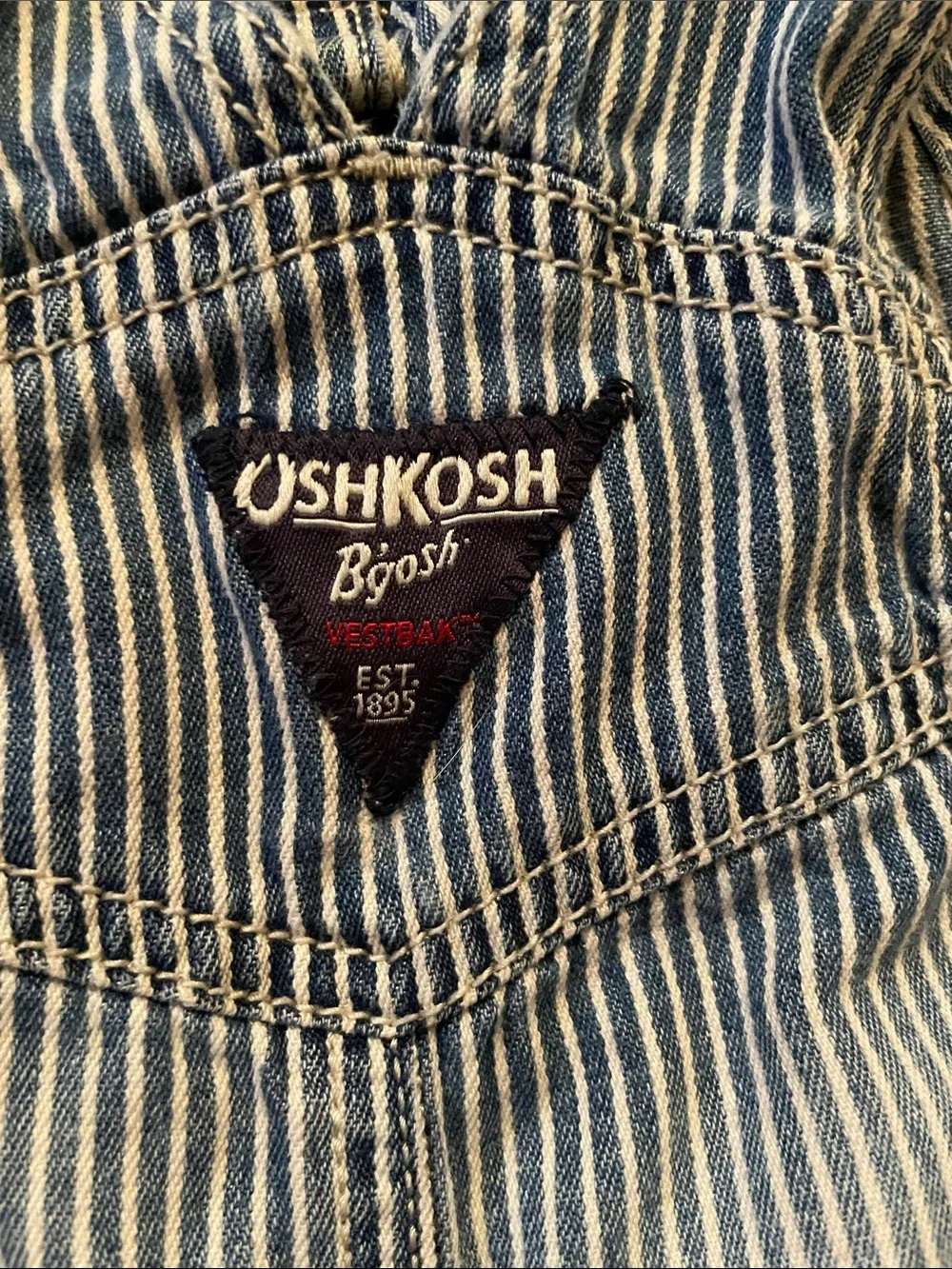 OshKosh B'gosh Navy and White Striped Toddler Short Overalls